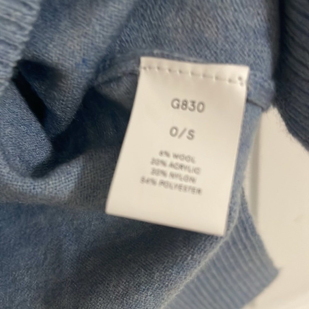 Karissa Blue Mock Neck Short Sleeve Sweater size one size - Picture 3 of 4